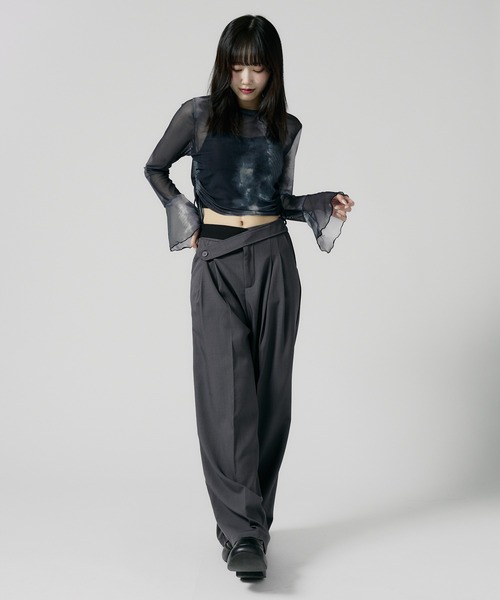 Chick（チック）の「Double Button High-Waist Wide Slacks / ウエストベルト 2タック ワイドスラックス（スラックス・レディース・グレー/ブラック/ナチュラル・FREE）」の21枚目の写真
