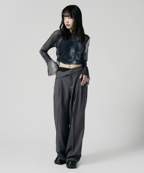 Chick（チック）の「Double Button High-Waist Wide Slacks / ウエストベルト 2タック ワイドスラックス（スラックス・レディース・グレー/ブラック/ナチュラル・FREE）」の22枚目の写真