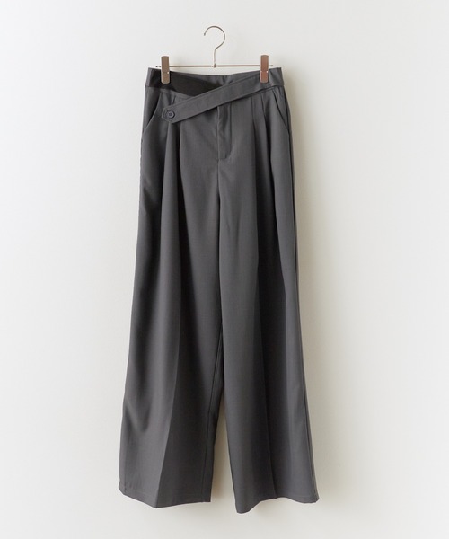 Chick（チック）の「Double Button High-Waist Wide Slacks / ウエストベルト 2タック ワイドスラックス（スラックス・レディース・グレー/ブラック/ナチュラル・FREE）」の17枚目の写真