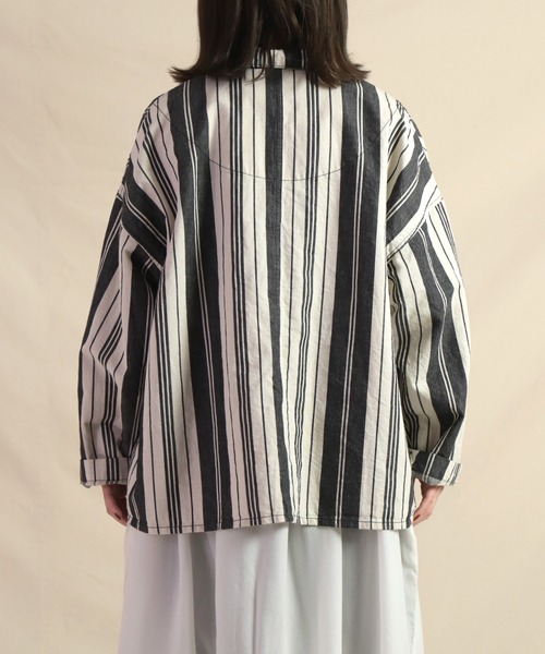 Brocante（ブロカント）の「[Brocante / ブロカント] オリジナルストライプ グランパジャケット（その他アウター・レディース・ブラック系その他・2）」の8枚目の写真