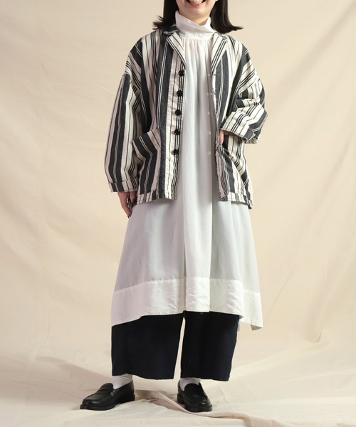 Brocante（ブロカント）の「[Brocante / ブロカント] オリジナルストライプ グランパジャケット（その他アウター・レディース・ブラック系その他・2）」の4枚目の写真