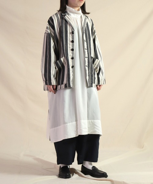 Brocante（ブロカント）の「[Brocante / ブロカント] オリジナルストライプ グランパジャケット（その他アウター・レディース・ブラック系その他・2）」の5枚目の写真