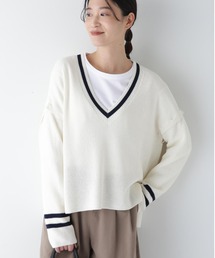 human woman | ◆【ウォッシャブル】2WAYライン入Vネックプルオーバー(ニット/セーター)