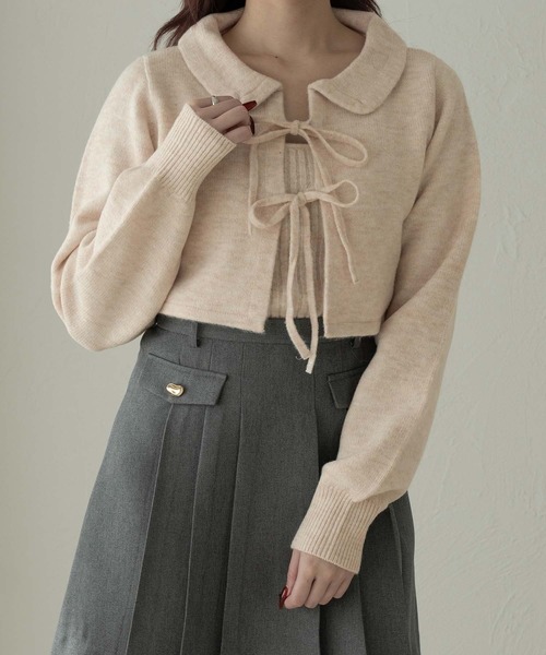 Ambre Neige(アンブルネージュ)の「キャミ×リボンニットカーディガンセット/WEB/EC限定商品(カーディガン/ボレロ・レディース・アイボリー/ピンク系その他/ライトグレー・FREE)」の8枚目の写真