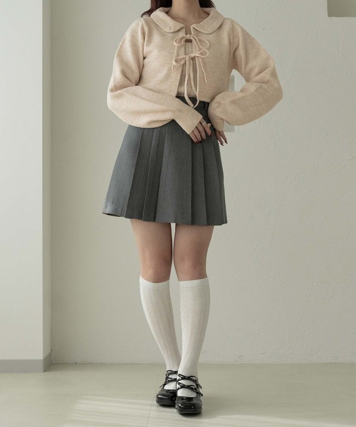 Ambre Neige(アンブルネージュ)の「キャミ×リボンニットカーディガンセット/WEB/EC限定商品(カーディガン/ボレロ・レディース・アイボリー/ピンク系その他/ライトグレー・FREE)」の9枚目の写真