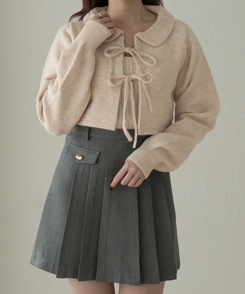 Ambre Neige(アンブルネージュ)の「キャミ×リボンニットカーディガンセット/WEB/EC限定商品(カーディガン/ボレロ・レディース・アイボリー/ピンク系その他/ライトグレー・FREE)」の14枚目の写真