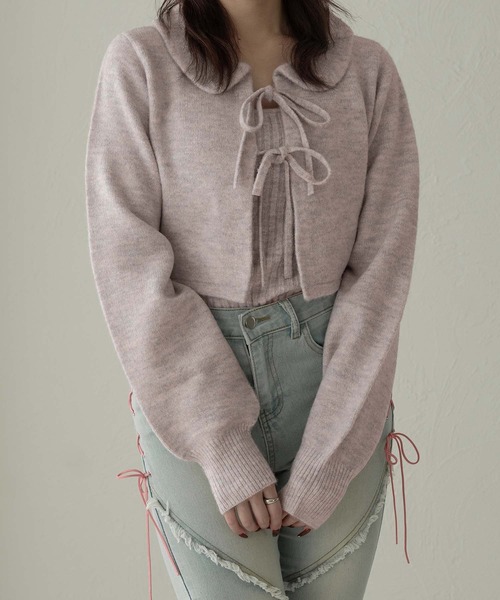 Ambre Neige(アンブルネージュ)の「キャミ×リボンニットカーディガンセット/WEB/EC限定商品(カーディガン/ボレロ・レディース・アイボリー/ピンク系その他/ライトグレー・FREE)」の18枚目の写真