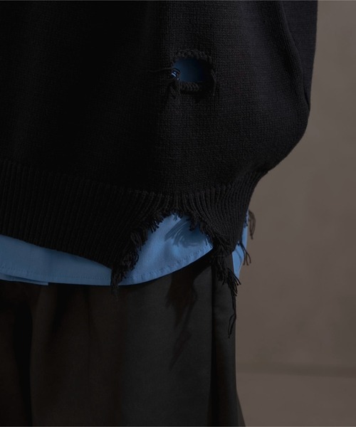 LUCY（ルーシー）の「LUCY/ダメージニットプルオーバー（ニット/セーター・メンズ・ブラック・LARGE/MEDIUM）」の11枚目の写真