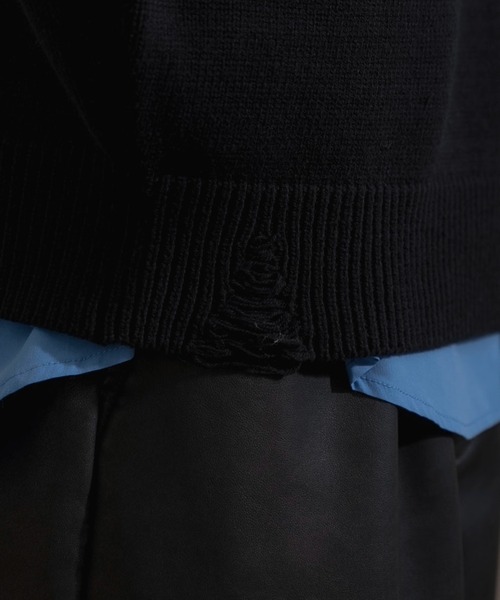 LUCY（ルーシー）の「LUCY/ダメージニットプルオーバー（ニット/セーター・メンズ・ブラック・LARGE/MEDIUM）」の13枚目の写真