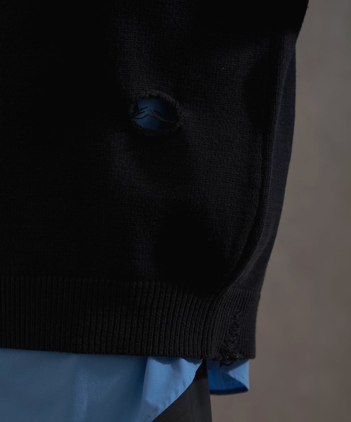 LUCY（ルーシー）の「LUCY/ダメージニットプルオーバー（ニット/セーター・メンズ・ブラック・LARGE/MEDIUM）」の14枚目の写真