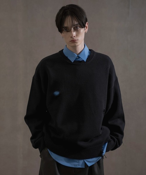 LUCY（ルーシー）の「LUCY/ダメージニットプルオーバー（ニット/セーター・メンズ・ブラック・LARGE/MEDIUM）」の17枚目の写真