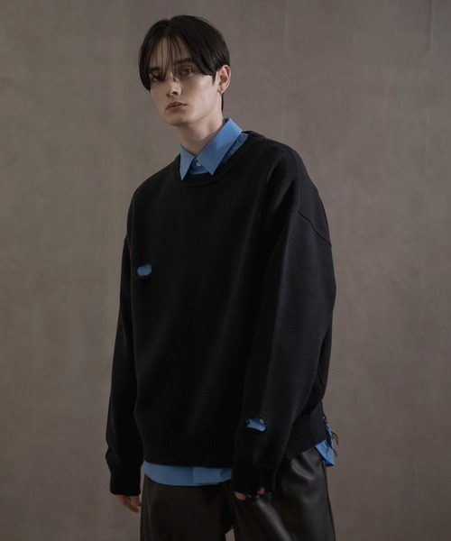 LUCY（ルーシー）の「LUCY/ダメージニットプルオーバー（ニット/セーター・メンズ・ブラック・LARGE/MEDIUM）」の18枚目の写真