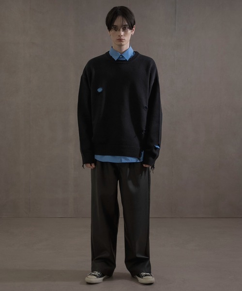 LUCY（ルーシー）の「LUCY/ダメージニットプルオーバー（ニット/セーター・メンズ・ブラック・LARGE/MEDIUM）」の19枚目の写真