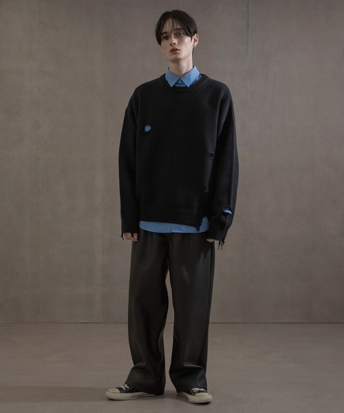 LUCY（ルーシー）の「LUCY/ダメージニットプルオーバー（ニット/セーター・メンズ・ブラック・LARGE/MEDIUM）」の7枚目の写真