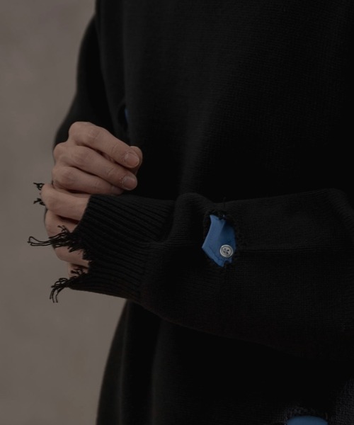 LUCY（ルーシー）の「LUCY/ダメージニットプルオーバー（ニット/セーター・メンズ・ブラック・LARGE/MEDIUM）」の10枚目の写真