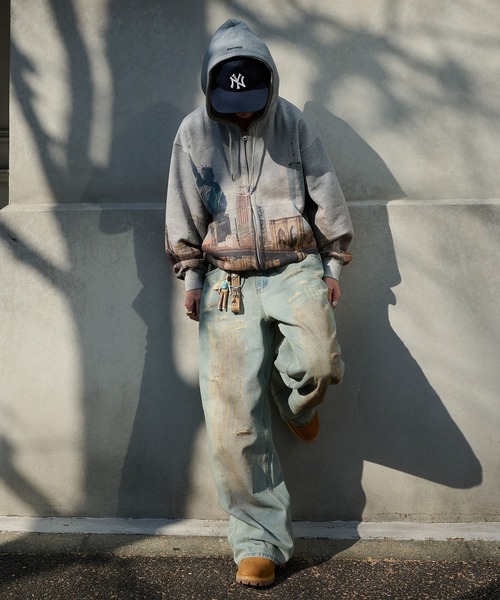 Perushu（ペルーシュ）の「vintage like mud damage denim　ビンテージライク泥加工ダメージデニム（デニムパンツ・メンズ・インディゴブルー/ライトブルー/ブラック・SMALL/MEDIUM/LARGE）」の16枚目の写真