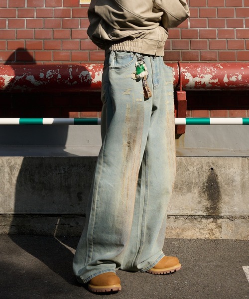 Perushu（ペルーシュ）の「vintage like mud damage denim　ビンテージライク泥加工ダメージデニム（デニムパンツ・メンズ・インディゴブルー/ライトブルー/ブラック・SMALL/MEDIUM/LARGE）」の20枚目の写真