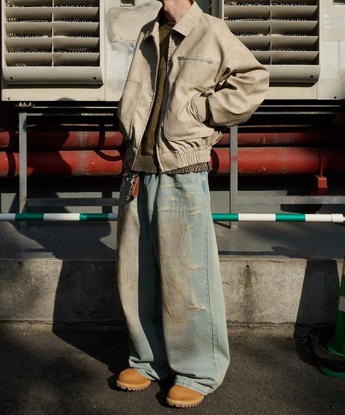 セール】vintage like mud damage denim ビンテージライク泥加工