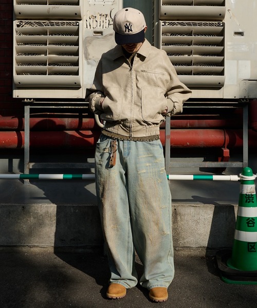 セール】vintage like mud damage denim ビンテージライク泥加工
