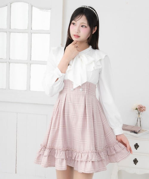 セール】ラッフルフリルクラシカルボウタイワンピース（ワンピース