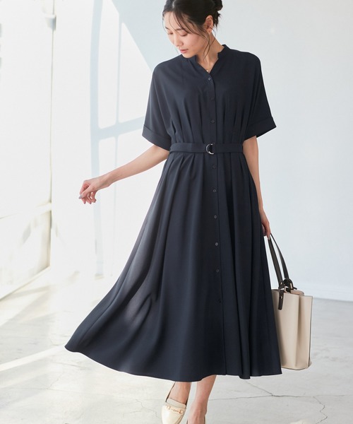 ROPE' PICNIC（ロペピクニック）の「【3サイズ展開】シャツコンシャス半袖ワンピース（シャツワンピース・レディース・ライトグレー/ベージュ/ネイビー・36/38/40）」の3枚目の写真