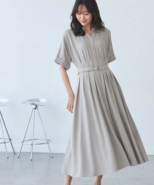 ROPE' PICNIC（ロペピクニック）の「【3サイズ展開】シャツコンシャス半袖ワンピース（シャツワンピース・レディース・ライトグレー/ベージュ/ネイビー・36/38/40）」の6枚目の写真