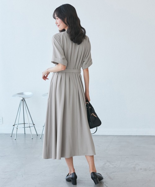 ROPE' PICNIC（ロペピクニック）の「【3サイズ展開】シャツコンシャス半袖ワンピース（シャツワンピース・レディース・ライトグレー/ベージュ/ネイビー・36/38/40）」の8枚目の写真