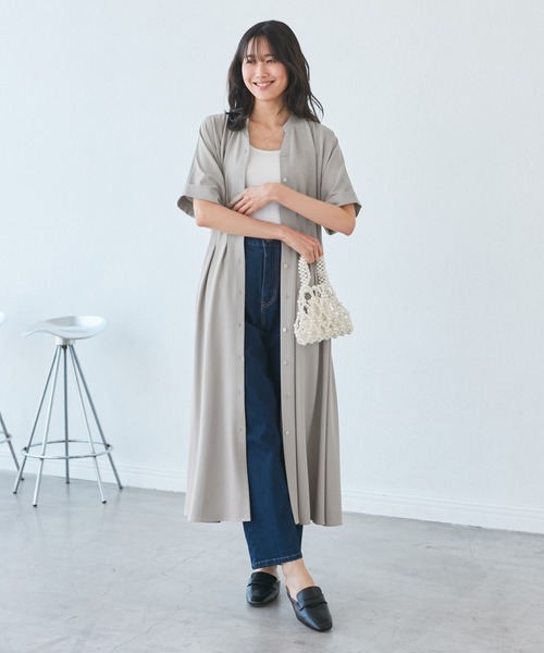ROPE' PICNIC（ロペピクニック）の「【3サイズ展開】シャツコンシャス半袖ワンピース（シャツワンピース・レディース・ライトグレー/ベージュ/ネイビー・36/38/40）」の12枚目の写真