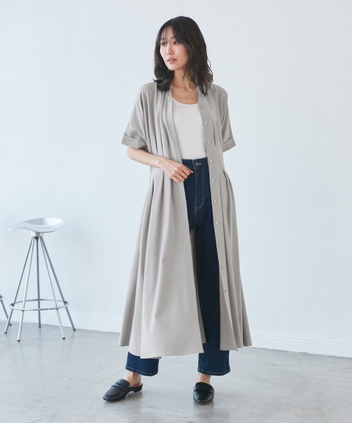 ROPE' PICNIC（ロペピクニック）の「【3サイズ展開】シャツコンシャス半袖ワンピース（シャツワンピース・レディース・ライトグレー/ベージュ/ネイビー・36/38/40）」の13枚目の写真