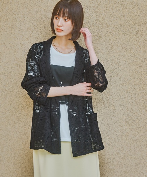 LAKOLE（ラコレ）の「レースジャケット / 321621（テーラードジャケット・レディース・アイボリー/ブラック・FREE）」の2枚目の写真