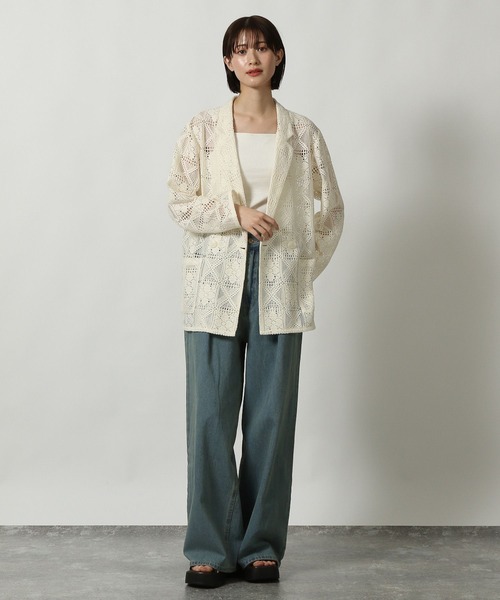 LAKOLE（ラコレ）の「レースジャケット / 321621（テーラードジャケット・レディース・アイボリー/ブラック・FREE）」の3枚目の写真