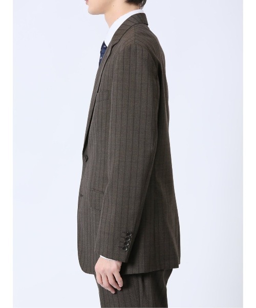 m.f.editorial(エムエフエディトリアル)の「スーツ メンズ 上下 セットアップ ツーピース ビジネス パンツウォッシャブル 2つボタン レギュラー ウール混 ストライプ 茶(スーツセット・メンズ・ブラウン・A5/A6/AB5/AB6/AB7)」の9枚目の写真