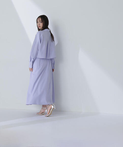 NATURAL BEAUTY BASIC（ナチュラルビューティーベーシック）の「◇クロップドシャツ＆フレアスカート（シャツワンピース・レディース・ブルー/オフホワイト/ブラウン・MEDIUM/P/S）」の16枚目の写真