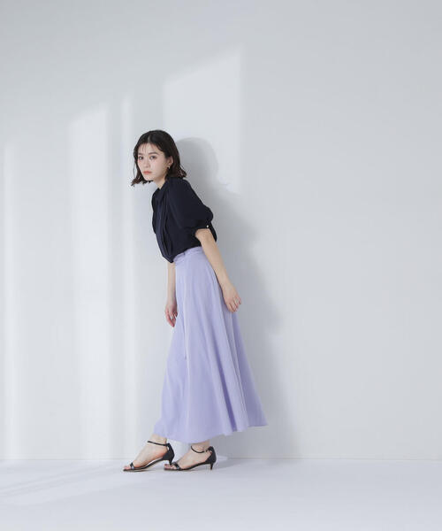 NATURAL BEAUTY BASIC（ナチュラルビューティーベーシック）の「◇クロップドシャツ＆フレアスカート（シャツワンピース・レディース・ブルー/オフホワイト/ブラウン・MEDIUM/P/S）」の19枚目の写真