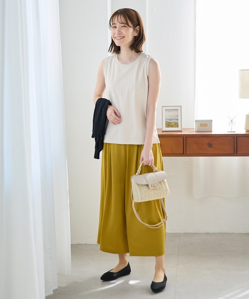 Honeys（ハニーズ）の「【ハニさら・接触冷感・ＵＶカット】きれいめタンクトップ（タンクトップ・レディース・オフホワイト/グレイッシュブルー/グレイッシュベージュ/ブラック/オレンジ/ネイビー/モカ/ブラウン/ダークグリーン・L/LL/M/S）」の13枚目の写真