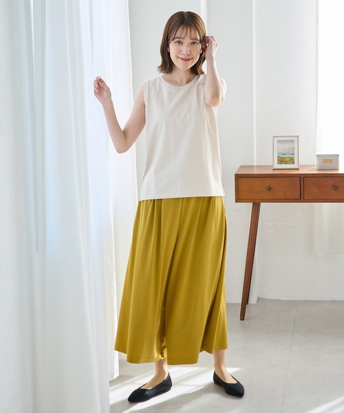 Honeys（ハニーズ）の「【ハニさら・接触冷感・ＵＶカット】きれいめタンクトップ（タンクトップ・レディース・オフホワイト/グレイッシュブルー/グレイッシュベージュ/ブラック/オレンジ/ネイビー/モカ/ブラウン/ダークグリーン・L/LL/M/S）」の14枚目の写真