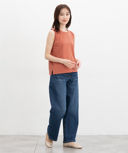 Honeys（ハニーズ）の「【ハニさら・接触冷感・ＵＶカット】きれいめタンクトップ（タンクトップ・レディース・オフホワイト/グレイッシュブルー/グレイッシュベージュ/ブラック/オレンジ/ネイビー/モカ/ブラウン/ダークグリーン・L/LL/M/S）」の16枚目の写真