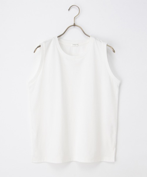 Honeys（ハニーズ）の「【ハニさら・接触冷感・ＵＶカット】きれいめタンクトップ（タンクトップ・レディース・オフホワイト/グレイッシュブルー/グレイッシュベージュ/ブラック/オレンジ/ネイビー/モカ/ブラウン/ダークグリーン・L/LL/M/S）」の18枚目の写真