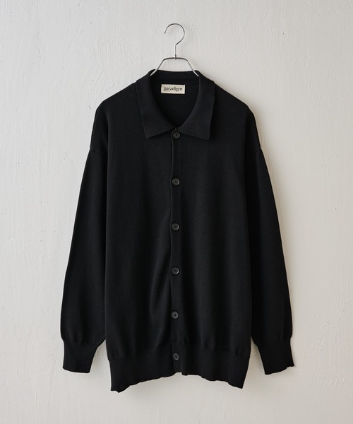 paradigm（パラダイム）の「コットンニット襟付ビッグカーデ（カーディガン/ボレロ・メンズ・アイボリー/ブラック/グレー・MEDIUM/LARGE/X-LARGE）」の3枚目の写真