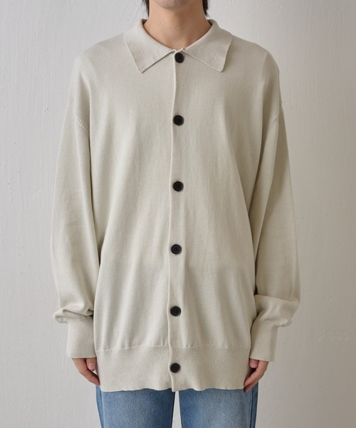 paradigm（パラダイム）の「コットンニット襟付ビッグカーデ（カーディガン/ボレロ・メンズ・アイボリー/ブラック/グレー・MEDIUM/LARGE/X-LARGE）」の4枚目の写真