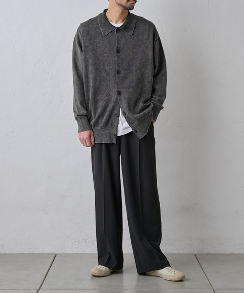 paradigm（パラダイム）の「コットンニット襟付ビッグカーデ（カーディガン/ボレロ・メンズ・アイボリー/ブラック/グレー・MEDIUM/LARGE/X-LARGE）」の13枚目の写真