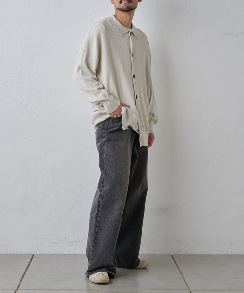 paradigm（パラダイム）の「コットンニット襟付ビッグカーデ（カーディガン/ボレロ・メンズ・アイボリー/ブラック/グレー・MEDIUM/LARGE/X-LARGE）」の18枚目の写真