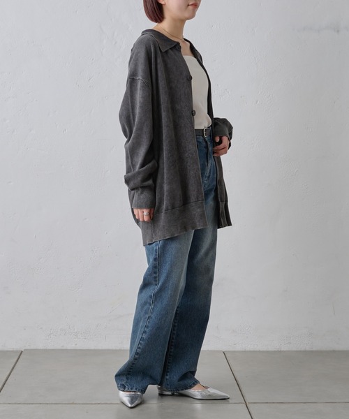 paradigm（パラダイム）の「コットンニット襟付ビッグカーデ（カーディガン/ボレロ・メンズ・アイボリー/ブラック/グレー・MEDIUM/LARGE/X-LARGE）」の14枚目の写真