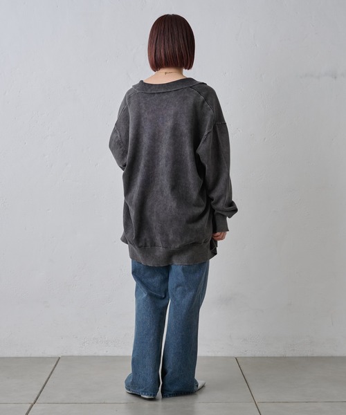 paradigm（パラダイム）の「コットンニット襟付ビッグカーデ（カーディガン/ボレロ・メンズ・アイボリー/ブラック/グレー・MEDIUM/LARGE/X-LARGE）」の15枚目の写真