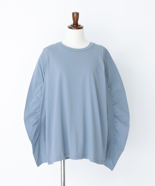 n'OrLABEL(ノアールレーベル)の「袖ギャザーロンT(Tシャツ/カットソー・レディース・ブルー/オフホワイト/ブラック・2/1)」の11枚目の写真