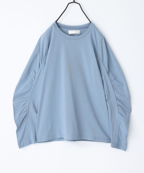 n'OrLABEL(ノアールレーベル)の「袖ギャザーロンT(Tシャツ/カットソー・レディース・ブルー/オフホワイト/ブラック・2/1)」の7枚目の写真