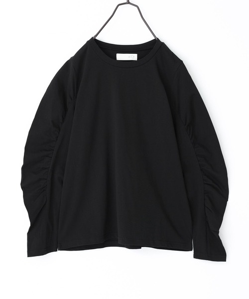 n'OrLABEL(ノアールレーベル)の「袖ギャザーロンT(Tシャツ/カットソー・レディース・ブルー/オフホワイト/ブラック・2/1)」の9枚目の写真
