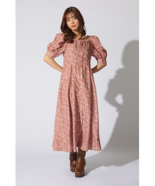 rienda バストフレアワンピース 半袖 夏服 rienda ワンピース 「AKB48 千葉恵里さん着用」バストフレア