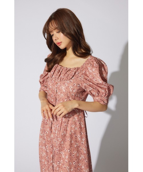 セール】バストギャザーデザインフレアワンピース 半袖 夏服