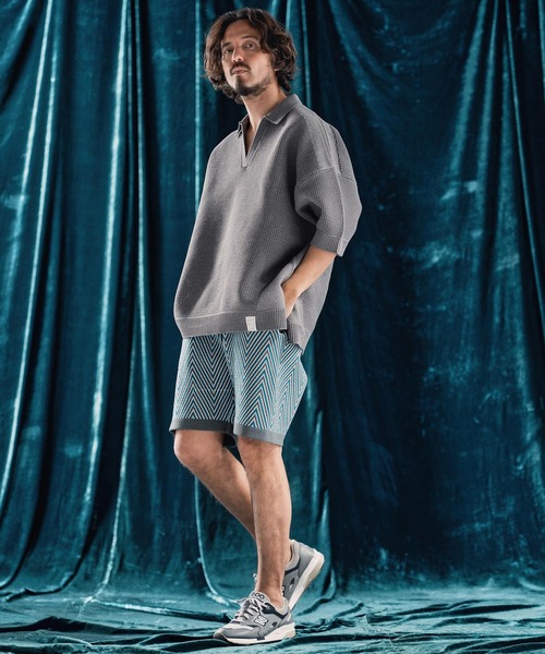 ANGENEHM（アンゲネーム）の「mhs2321-Skipper design airy yarn & mesh knitted polo shirt ニットポロシャツ（ポロシャツ・メンズ・ブラック/グレー/キナリ/ロイヤルブルー・S/M/L）」の20枚目の写真